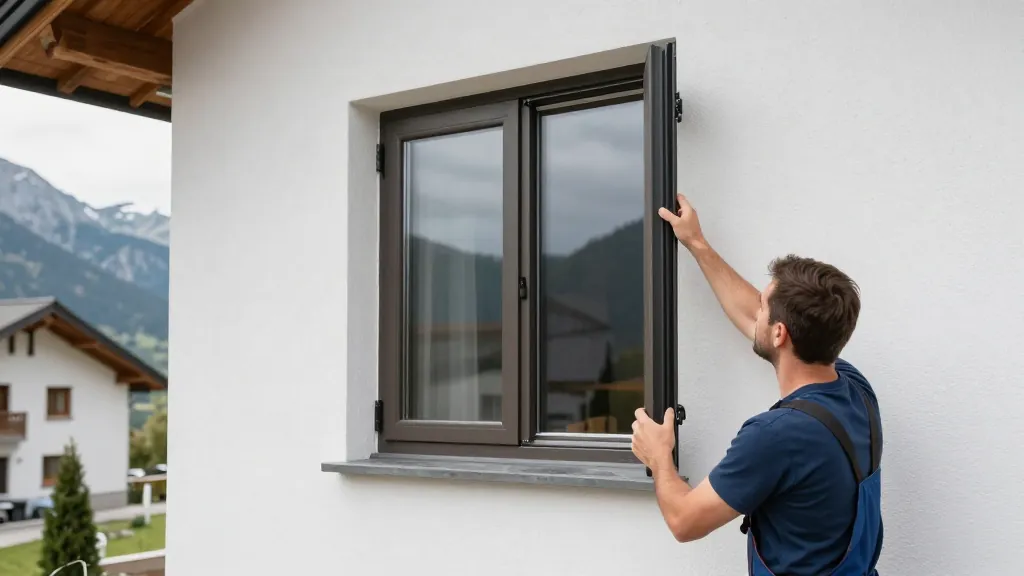 Professionelle Fenstermontage an Tiroler Haus