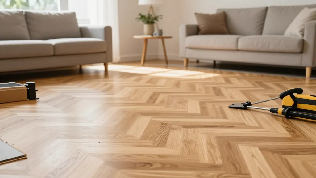 Hochwertiger Parkettboden in Fischgrät-Optik